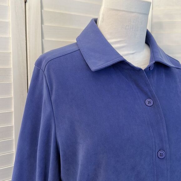 Croft & Barrow Shacket Size 1X Jacket Faux Suede Stretch Purple - Picture 3 of 13